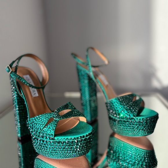 Like new AQUAZZURA Crystal-Embellished Sinner Platform Sandals 140 36 $2,395 - Picture 14 of 16